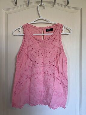 Pink Eyelet Sleeveless Top